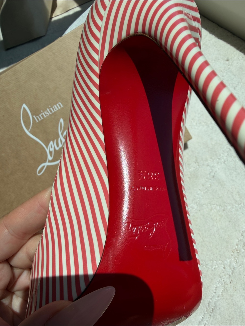 Christian Louboutin Candy Striped Pumps - Picture 4 of 5